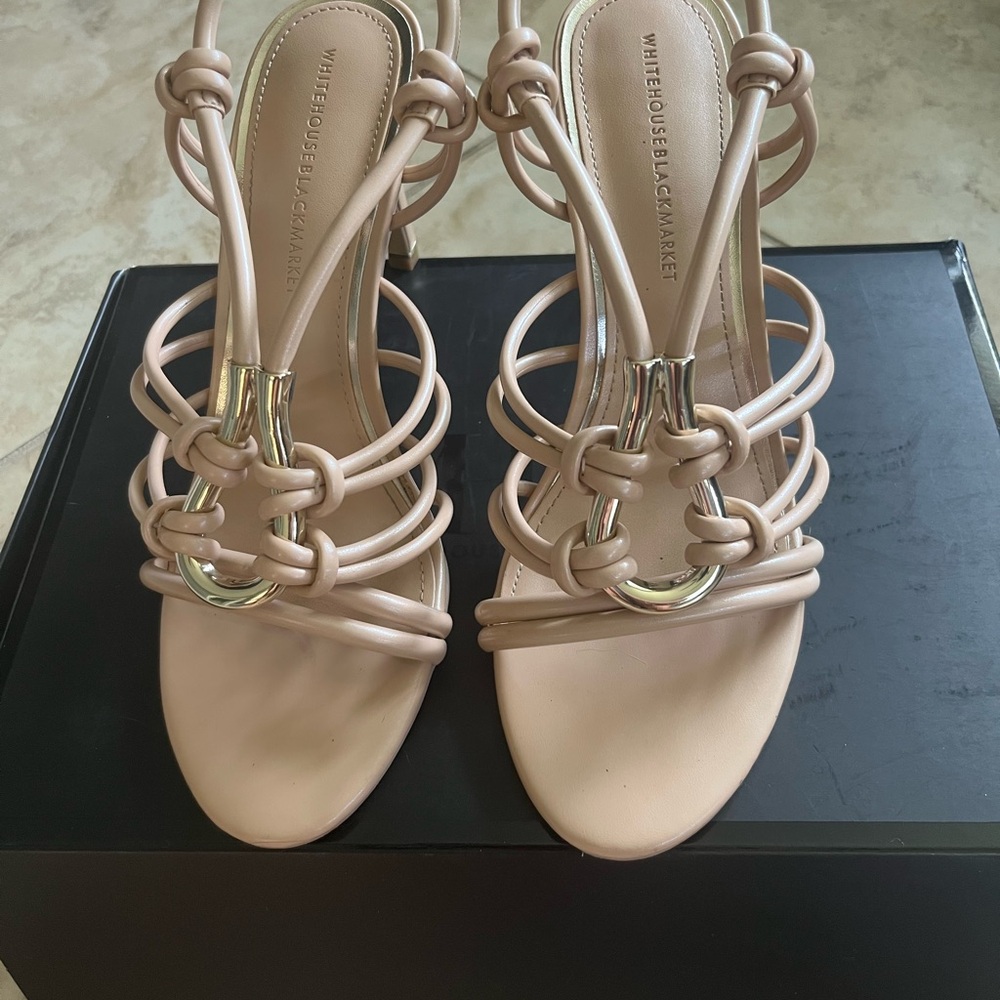 White House Black Market Nude Strappy Heels